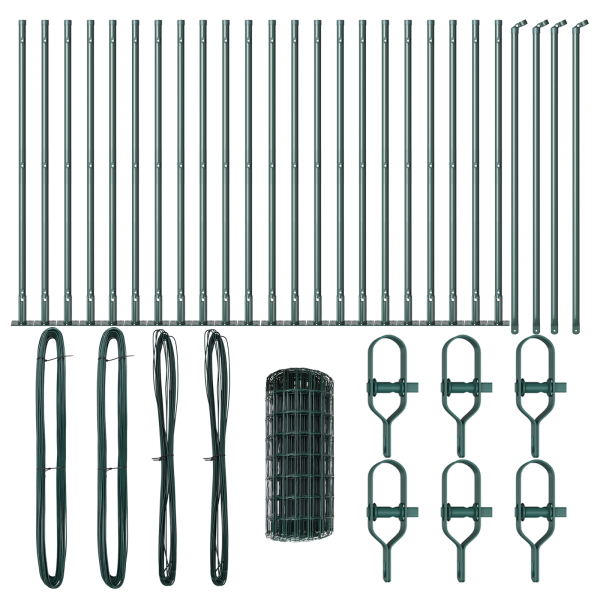 Cerca Euro de con 13 Posts Flangados 0.4x50 m de Acero Galvanizado M 4