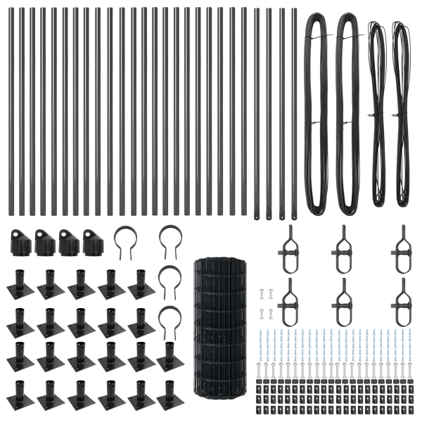 Cerca Euro con 13 postes flangeados 0.4x50 m Acero Galvanizado M 5