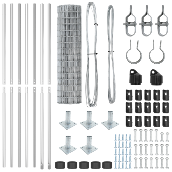 Cerca Euro com 7 Posts Flangeados 1x10 m Aço Galvanizado M 5