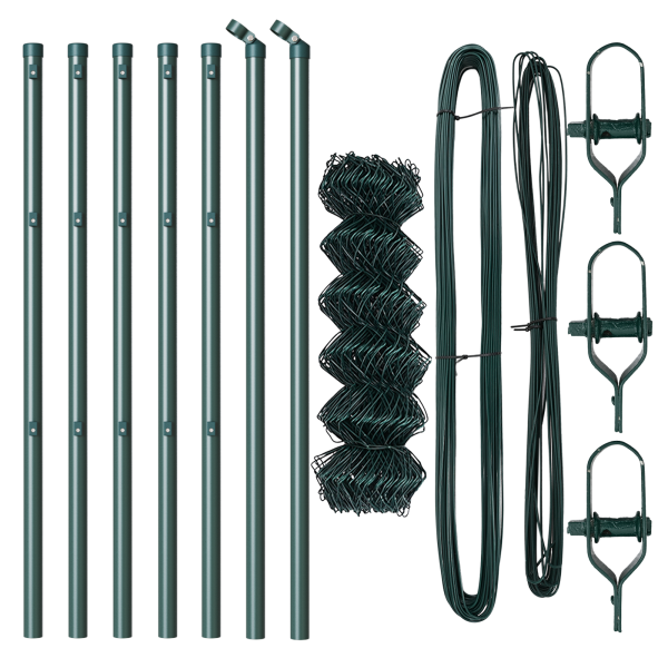 Cercas de Malla con 7 Postes 0.4x10 m Acero Galvanizado Verde M 4