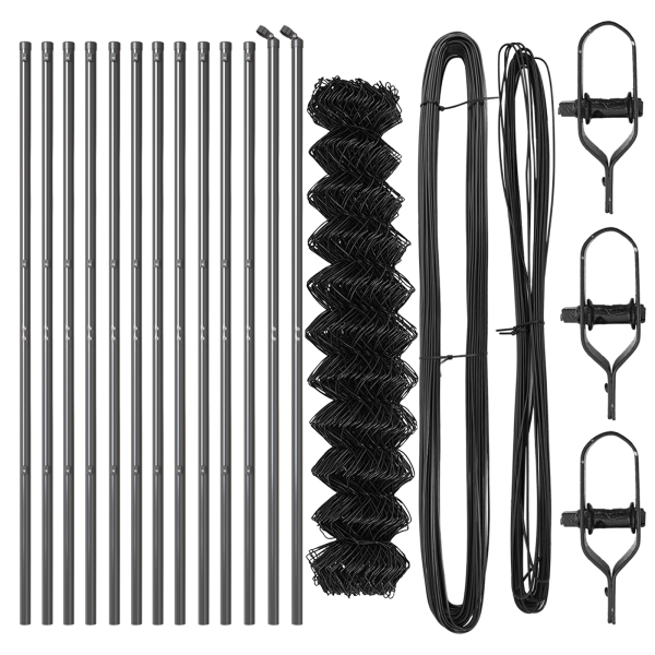 Cerca de malla de cadena con 13 postes 1.4x25 m de acero galvanizado gris M 4