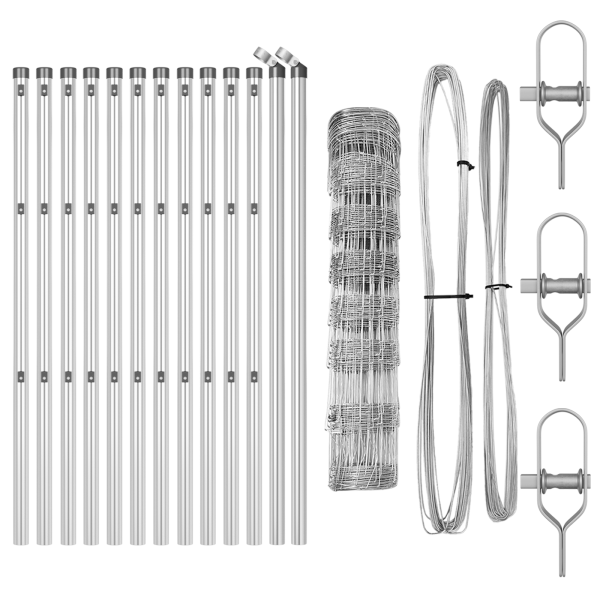Cerca de campo  0.8x25 m de acero galvanizado. Postes de cerca  13 pcs Ø32 mm 120 cm de acero galvanizado M 4