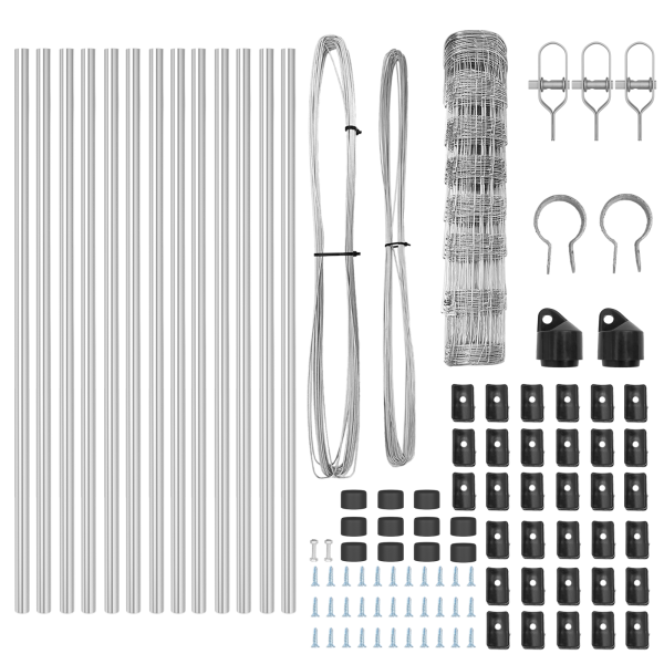 Cerca de campo  0.8x25 m de acero galvanizado. Postes de cerca  13 pcs Ø32 mm 120 cm de acero galvanizado M 5