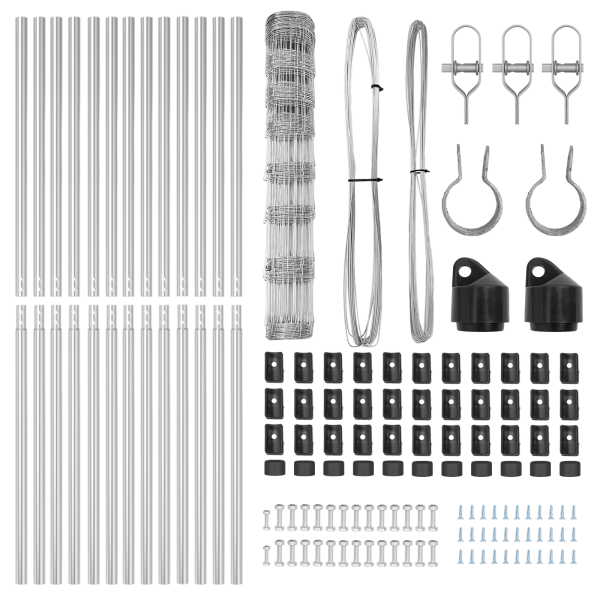 Cerca de Campo 1x25 m de Acero Galvanizado.  Postes de Cerca 13 pcs Ø32 mm 150 cm de Acero Galvanizado M 5