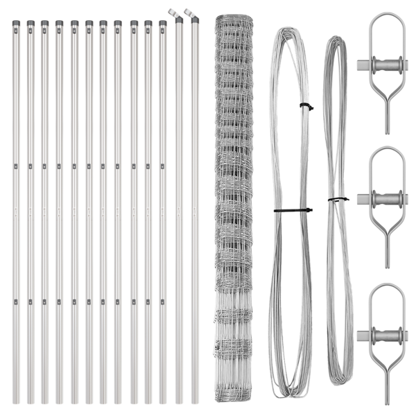 Cerca de Campo  1x25 m de Acero Galvanizado. Postes de Cerca  13 pcs Ø32 mm 150 cm de Acero Galvanizado M 4