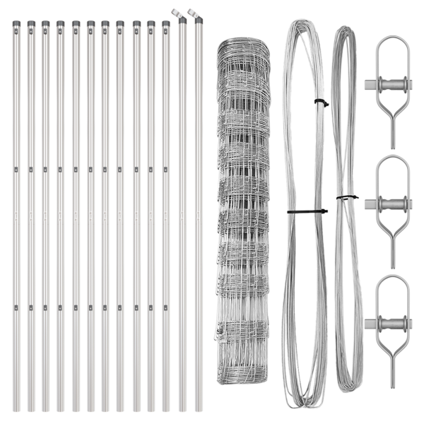 Cerca de Campo 1x25 m Acero Galvanizado.  Postes de Cerca 13 pcs Ø32 mm 150 cm Acero Galvanizado M 4