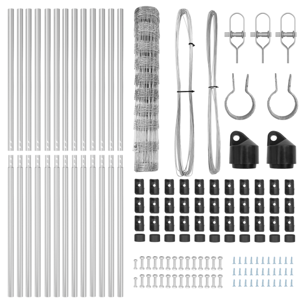 Cerca de Campo 1x25 m Acero Galvanizado.  Postes de Cerca 13 pcs Ø32 mm 150 cm Acero Galvanizado M 5
