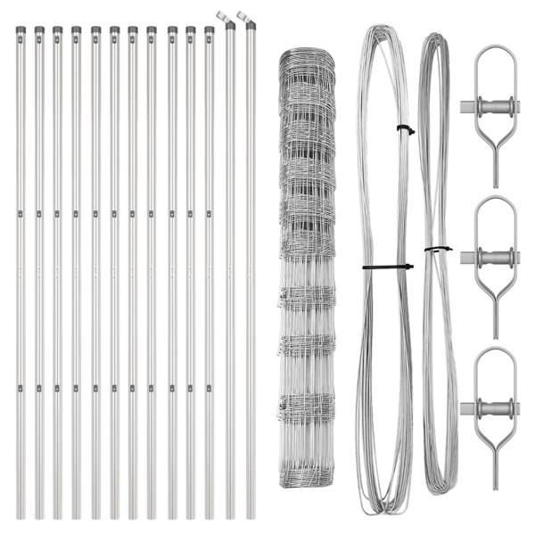 Cerca de Campo  1.2x25 m Acero Galvanizado. Postes de Cerca  13 pcs Ø32 mm 170 cm Acero Galvanizado M 4