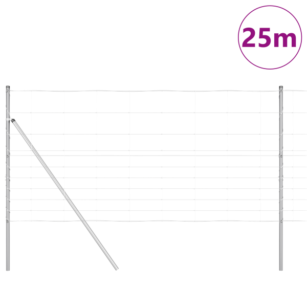Cerca de Campo  1.2x25 m Acero Galvanizado. Postes de Cerca  13 pcs Ø32 mm 170 cm Acero Galvanizado M 3