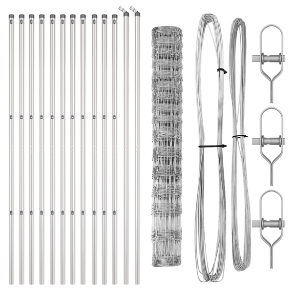 Valla VidaXL de 1.2x25 m de Acero Galvanizado. Postes de Valla  13 pcs Ø32 mm 170 cm de Acero Galvanizado M 4