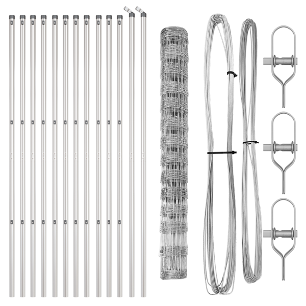 Valla de Campo 1.4x25 m Acero Galvanizado. Publicaciones de Valla  13 pcs Ø32 mm 190 cm Acero Galvanizado M 4