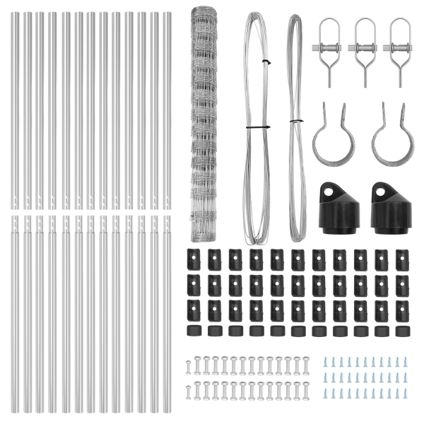 Cerca de Campo  1.4x25 m de Acero Galvanizado. Postes de Cerca  13 pcs Ø32 mm 190 cm de Acero Galvanizado M 5