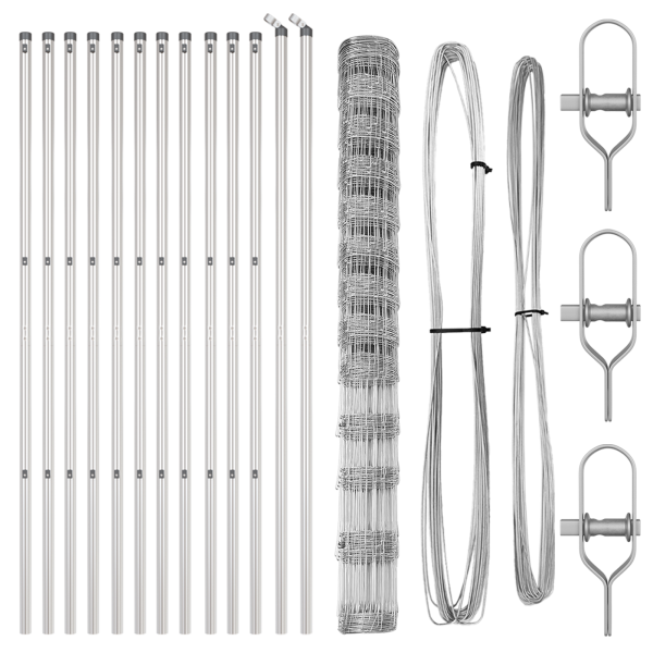 Cerca de Campo  1.5x25 m Acero Galvanizado. Postes de Cerca  13 pcs Ø32 mm 200 cm Acero Galvanizado M 4