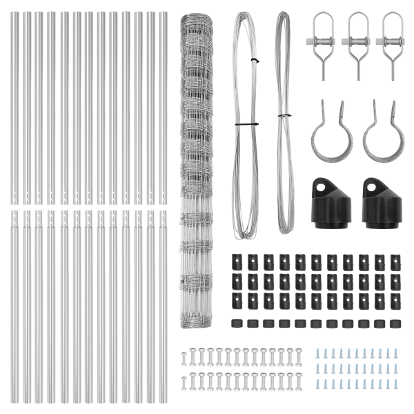 Cerca de Campo  1.5x25 m Acero Galvanizado. Postes de Cerca  13 pcs Ø32 mm 200 cm Acero Galvanizado M 5