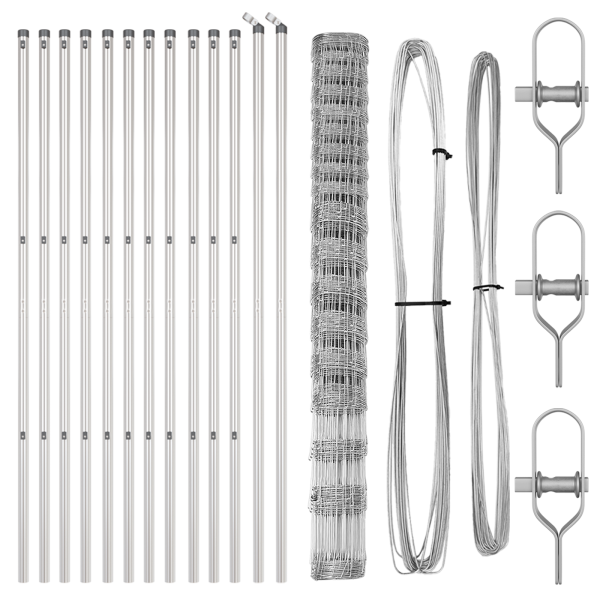 Cerca de Campo  1.5x25 m Acero Galvanizado. Postes de cerca  13 pcs Ø32 mm 200 cm Acero Galvanizado M 4
