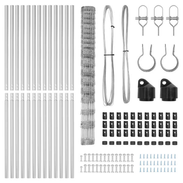 Cerca de Campo  1.5x25 m Acero Galvanizado. Postes de cerca  13 pcs Ø32 mm 200 cm Acero Galvanizado M 5