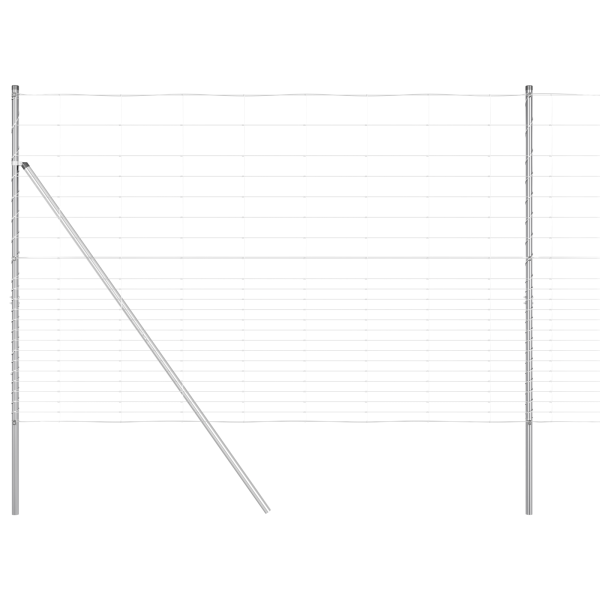 Cerca de Campo  1.6x25 m de Acero Galvanizado. Postes para Cerca  13 pcs Ø32 mm 210 cm de Acero Galvanizado M 2