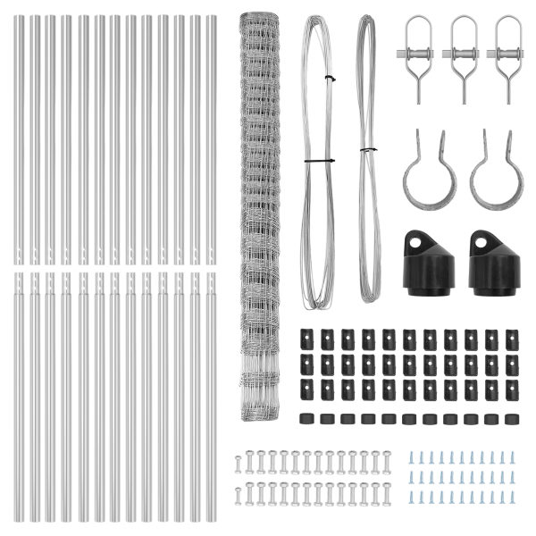 Cerca de Campo  1.6x25 m de Acero Galvanizado. Postes para Cerca  13 pcs Ø32 mm 210 cm de Acero Galvanizado M 5