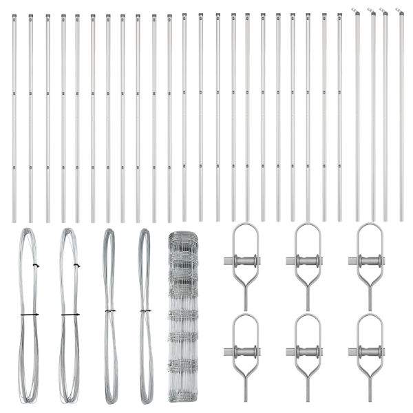 Cerca de Campo  1x50 m de Acero Galvanizado. Postes de Cerca  13 pcs Ø32 mm 150 cm de Acero Galvanizado M 4