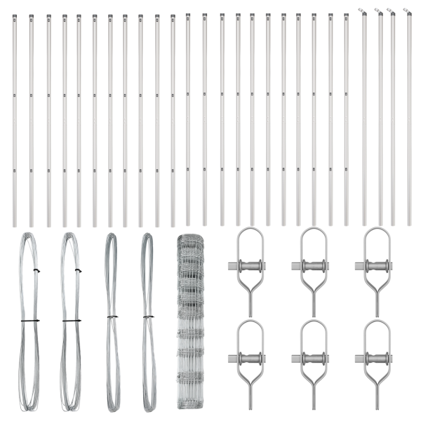 Cerca de Campo  1.2x50 m Acero Galvanizado. Postes de Cerca  13 pcs Ø32 mm 170 cm Acero Galvanizado M 4