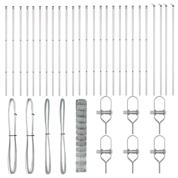 Cerca de Campo  1.2x50 m Acero Galvanizado. Postes para Cerca  13 pcs Ø32 mm 170 cm Acero Galvanizado M 4