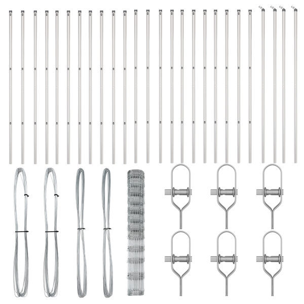 Cerca de Campo  1.4x50 m de Acero Galvanizado. Postes de Cerca  13 pcs Ø32 mm 190 cm de Acero Galvanizado M 4
