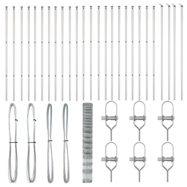 Cerca de Campo 1.5x50 m Acero Galvanizado.  Postes de Cerca 13 pcs Ø32 mm 200 cm Acero Galvanizado M 4