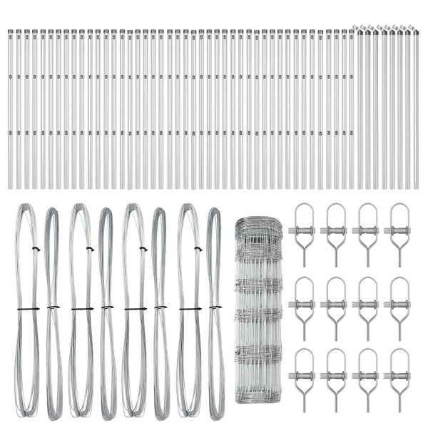 Cerca de Campo  0.8x100 m de Acero Galvanizado. Postes de Cerca  13 pcs Ø32 mm 120 cm de Acero Galvanizado M 4