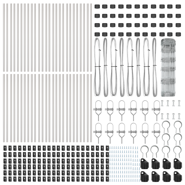 Cerca de Campo  0.8x100 m de Acero Galvanizado. Postes de Cerca  13 pcs Ø32 mm 120 cm de Acero Galvanizado M 5