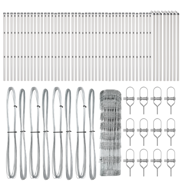 Cerca de Campo  0.8x100 m de Acero Galvanizado. Postes de Cerca  13 pcs Ø32 mm 120 cm de Acero Galvanizado M 4
