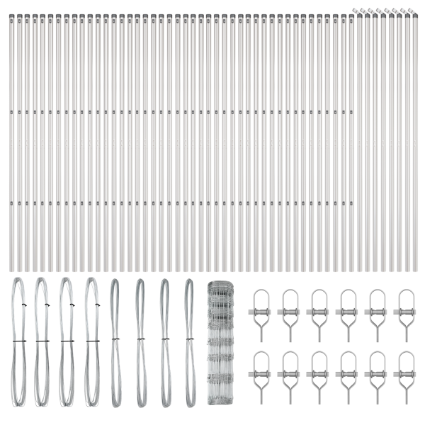 Cerca  1x100 m de Acero Galvanizado. Postes de Cerca  13 pcs Ø32 mm 150 cm de Acero Galvanizado M 4