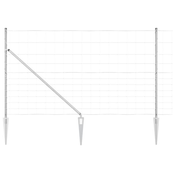 Cerca de Campo  1.4x25 m de Acero Galvanizado. Postes de Cerca  con Púa 13 pcs Ø32 mm 160 cm de Acero Galvanizado M 2