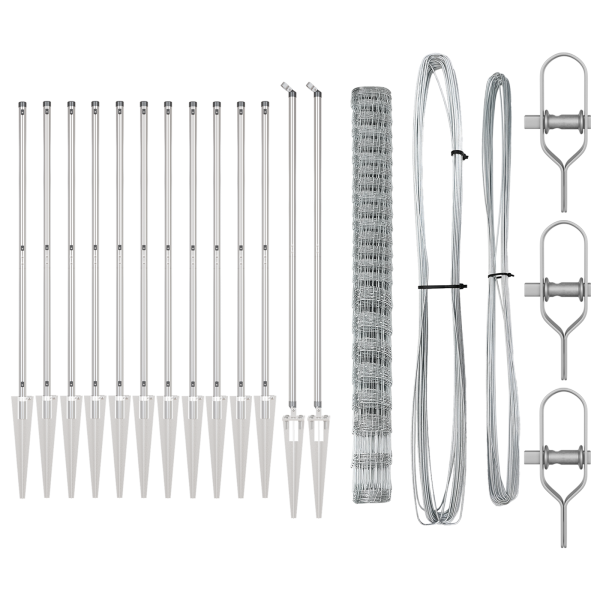 Cerca de Campo  1.6x25 m Acero Galvanizado. Postes de Cerca  con Punta 13 pcs Ø32 mm 180 cm Acero Galvanizado M 4