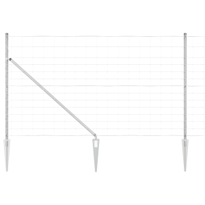 Cerca de Campo  1.4x50 m de Acero Galvanizado. Postes de Cerca  con Pica 13 pcs Ø32 mm 160 cm de Acero Galvanizado H