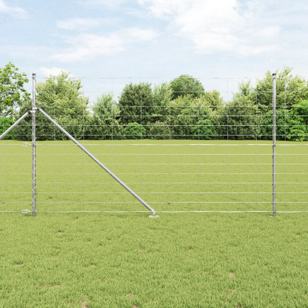 Cerca de Campo  1.4x50 m Acero Galvanizado. Postes de Cerca  con Espiga 13 pcs Ø32 mm 160 cm Acero Galvanizado D
