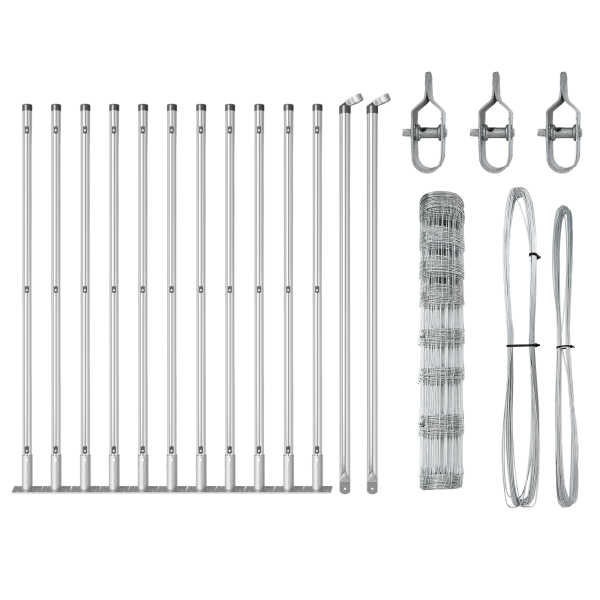 Valla de Campo 1x25 m Acero Galvanizado.  Postes de Valla con Placas de Base 13 pcs Ø32mm 110cm Acero Galvanizado M 4