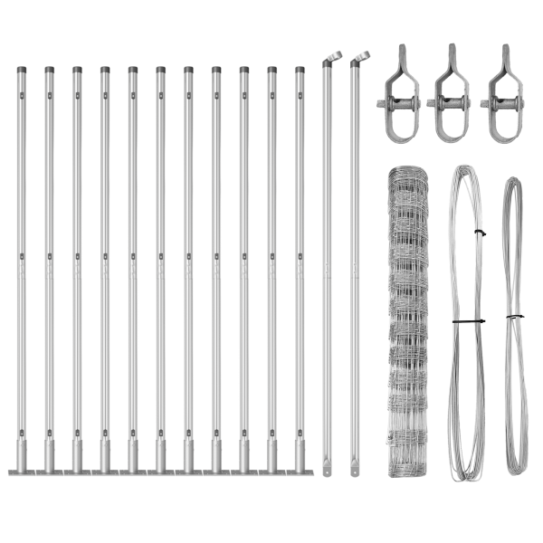 Cerca  1.2x25 m de Acero Galvanizado. Postes de Cerca  con Placas de Base 13 pcs Ø32mm 68.5cm de Acero Galvanizado M 4