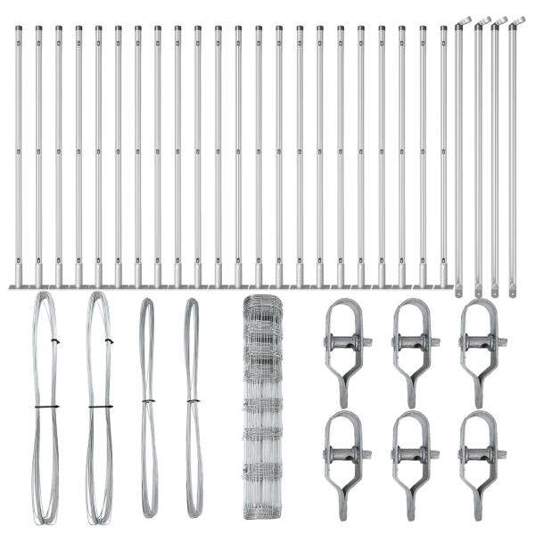 Cerca  1x50 m Acero Galvanizado. Postes de Cerca  con Placas de Base 13 pcs Ø32mm 110cm Acero Galvanizado M 4