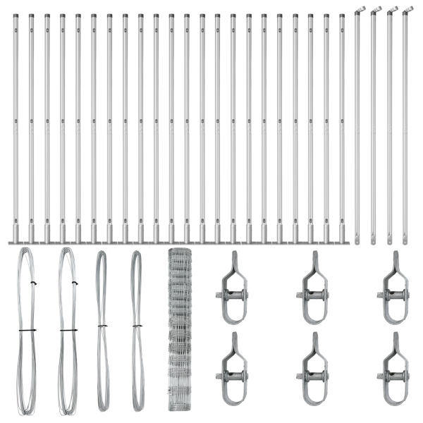 Cerca  1.2x50 m de Acero Galvanizado. Postes de Cerca  con Placas de Base 13 pcs Ø32mm 68.5cm de Acero Galvanizado M 4