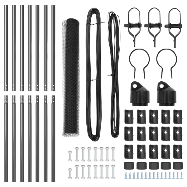 Cerca Hexagonal  Gris 1.2x10 m Acero. Postes de Cerca  7 pcs Gris Ø32 mm 170 cm Acero Galvanizado M 4