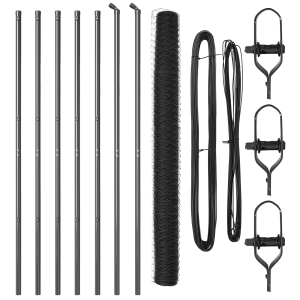 Cerca Hexagonal  Gris 1.5x10 m Acero. Postes de Cerca  7 pcs Gris Ø32 mm 200 cm Acero Galvanizado H