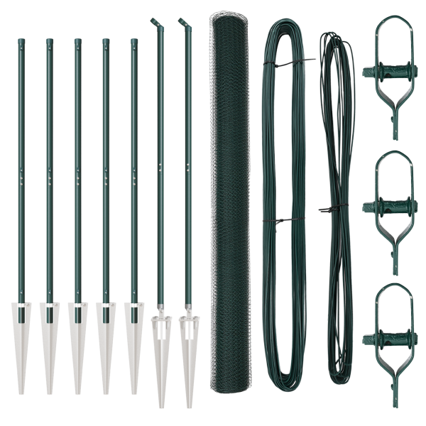 Cerca Hexagonal  Verde 1.6x10 m Acero. Postes para Cerca  con Punta 7 pcs Ø32 mm 180 cm Acero Galvanizado M 2