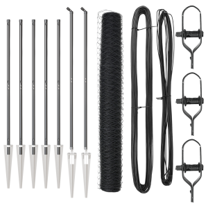 Cerca Hexagonal  Gris 1.4x10 m Acero. Postes de Cerca  con Estaca 7 pcs Ø32 mm 160 cm Acero Galvanizado H