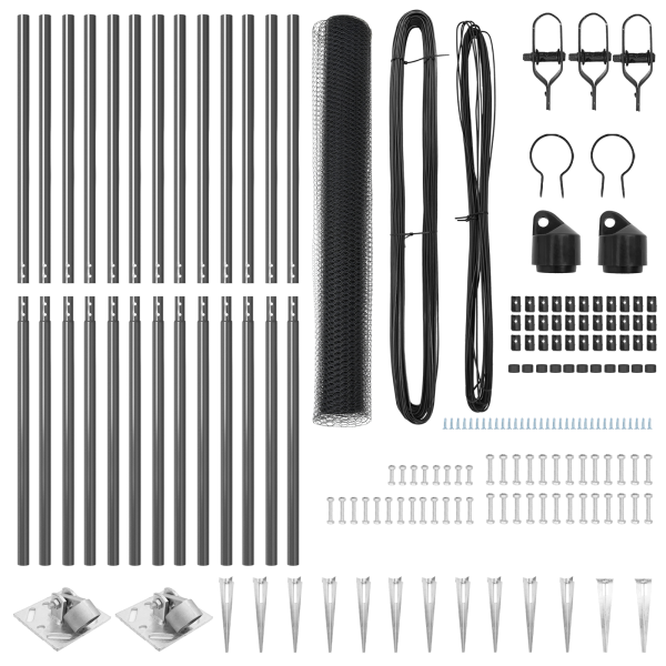 Juego de Cercado Set de 2 Gris Acero. PVC 25 x 1.2 m Duradero M 4