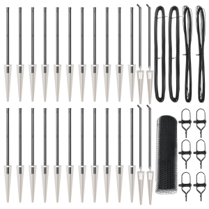 Cerca Hexagonal Gris 1x50 m Acero.  Postes de Cerca con Punta 13 pcs Ø32 mm 120 cm Acero Galvanizado H