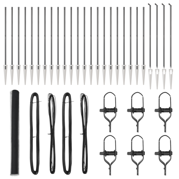 Cerca Hexagonal Gris 1.5x50 m Acero.  Postes de Cerca con Punta 13 pcs Ø32 mm 170 cm Acero Galvanizado M 2