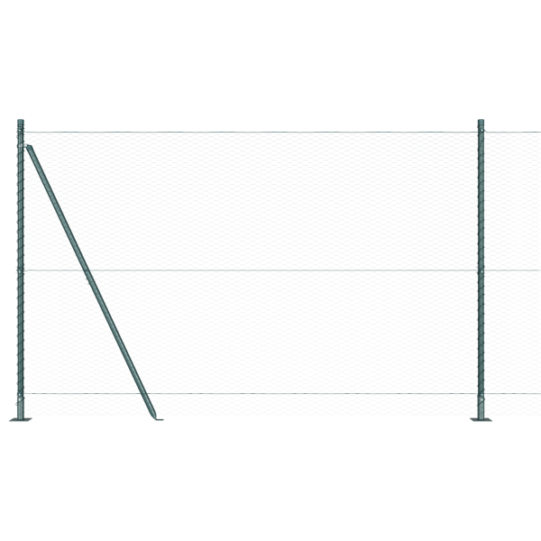 Cerca Hexagonal Verde 1.6x10 m Acero.  Poste de Cercas con Placas de Base 7 pcs Ø32mm 88.5cm Acero Galvanizado M 2