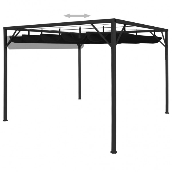 Gazebo de jardim com toldo retrátil 3x3 m antracite M 3