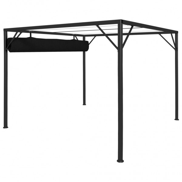 Gazebo de jardim com toldo retrátil 3x3 m antracite M 5