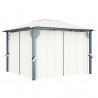 Gazebo com cortina 300x300 cm alumínio creme 3